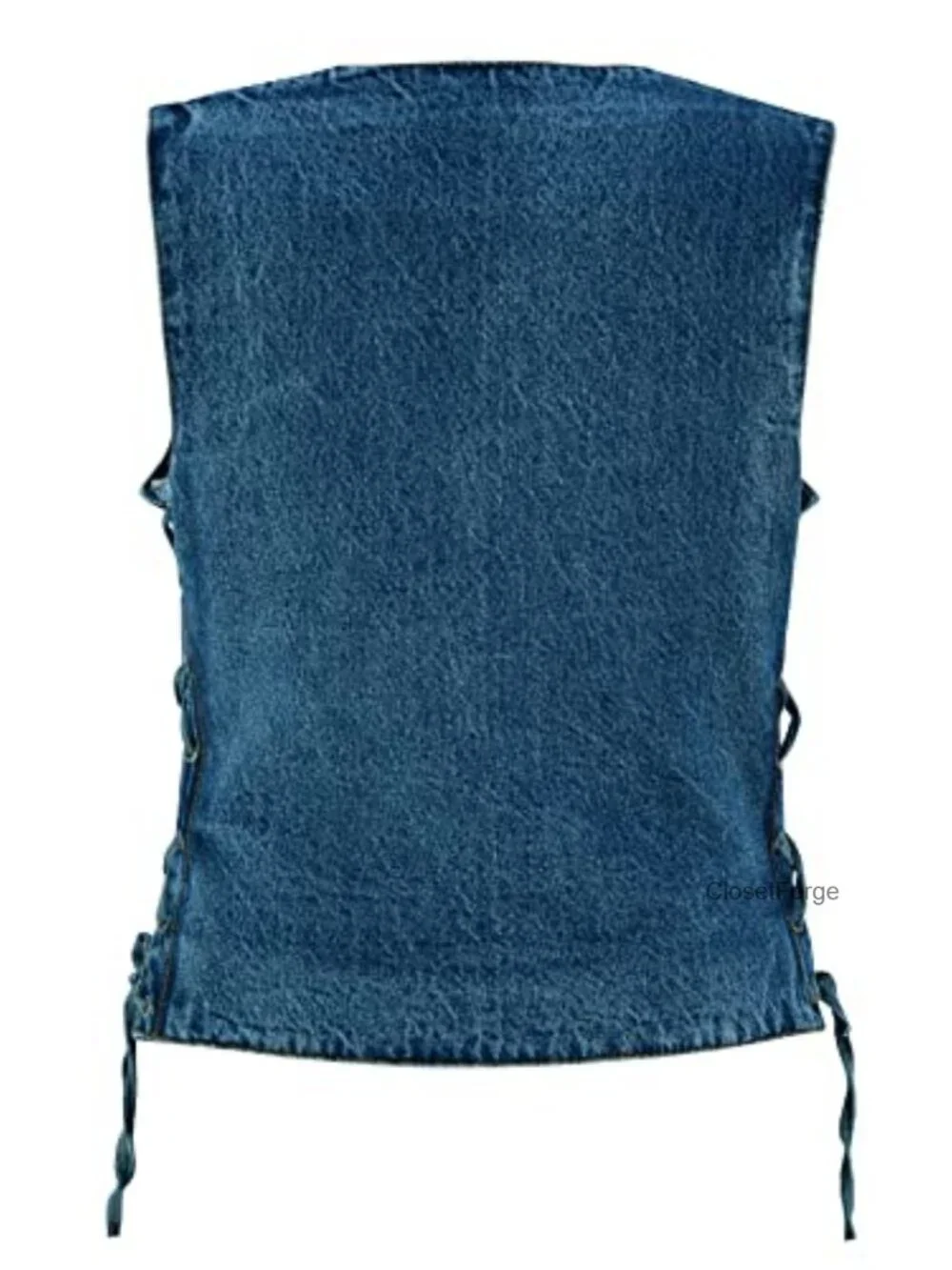 Classic Biker Vest, Denim Motorcycle Vest, Sleeveless, Snap Front, Side Laces,